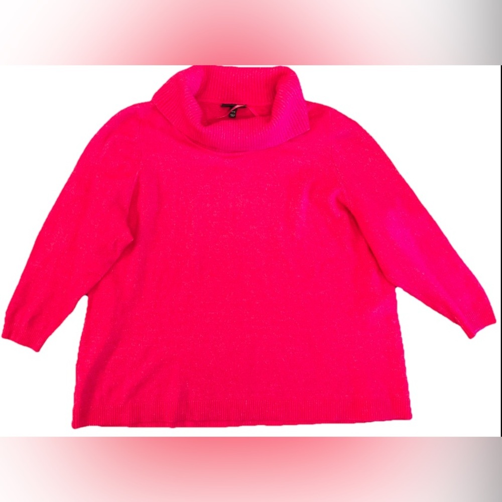 Lane Bryant Vibrant Pink Cowl Neck Sweater Plus Size 26/28 Cozy Winter Bright
